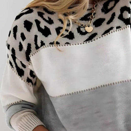 Amalia™ | Chic Leopard Patchwork Sweater